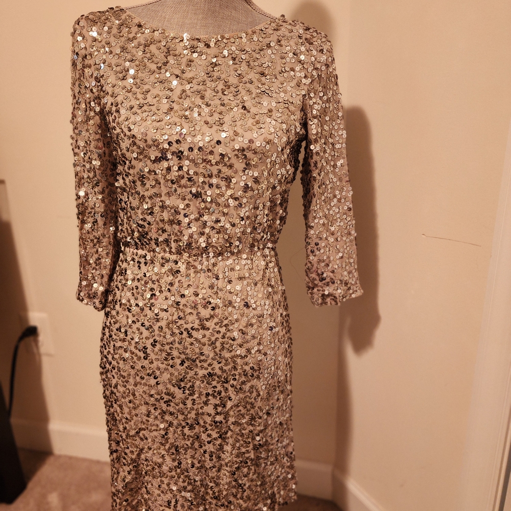 Alice + Olivia Gold Sequin Long Sleeve Dress